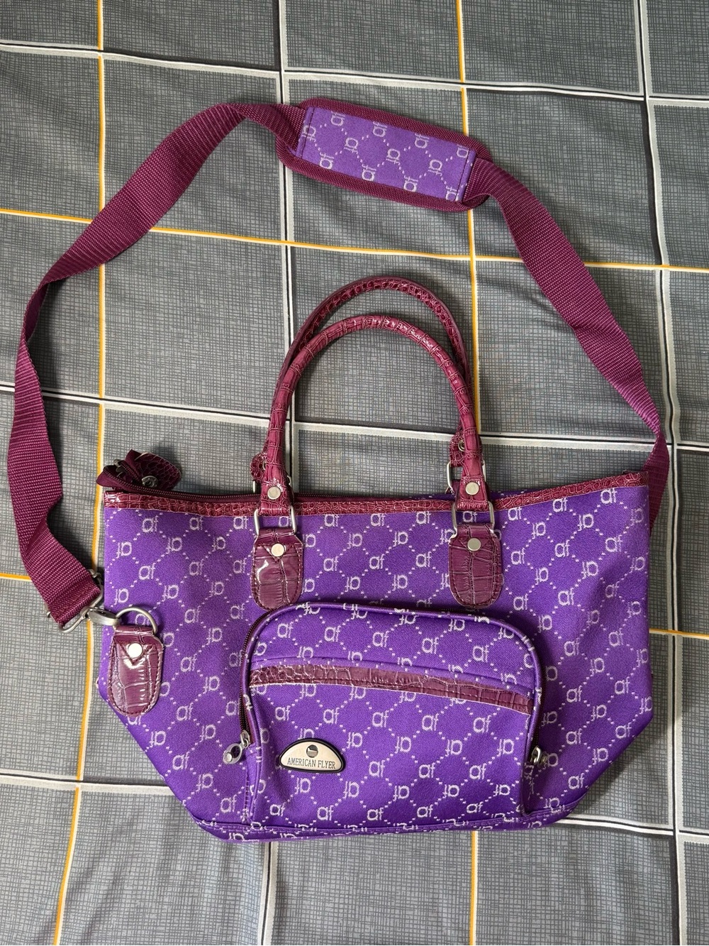 👜American Flyer Purple Patterned Tote Bag Never Used